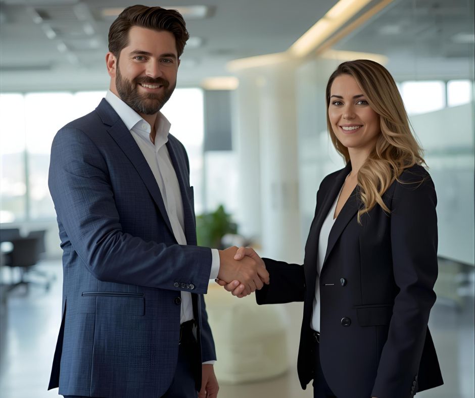 Equipo de profesionales en una oficina moderna, simbolizando tu empresa lista para 2026