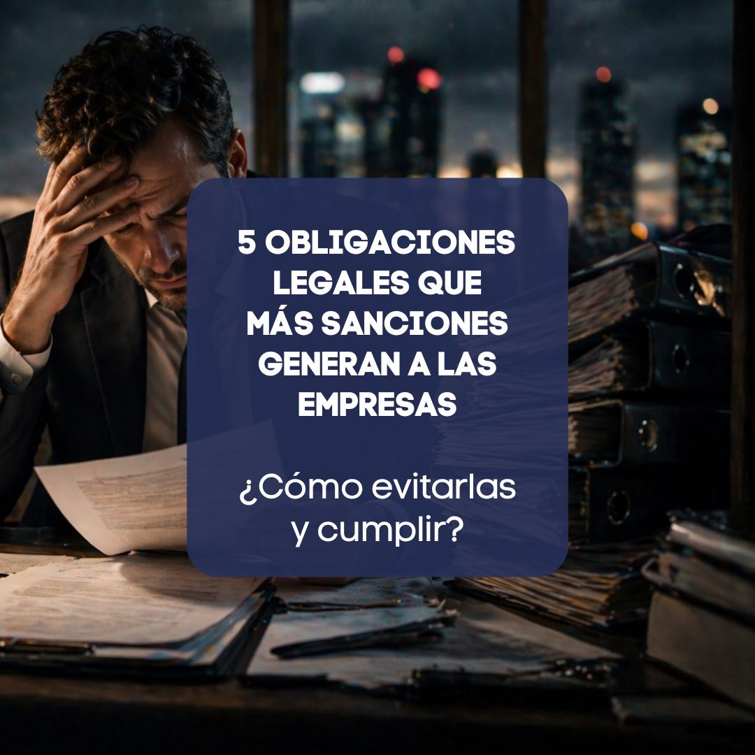 Empresario revisando documentación con preocupación ante posibles sanciones por incumplimiento legal