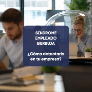 Trabajadora aislada emocionalmente en una oficina representando el síndrome del empleado burbuja en una empresa
